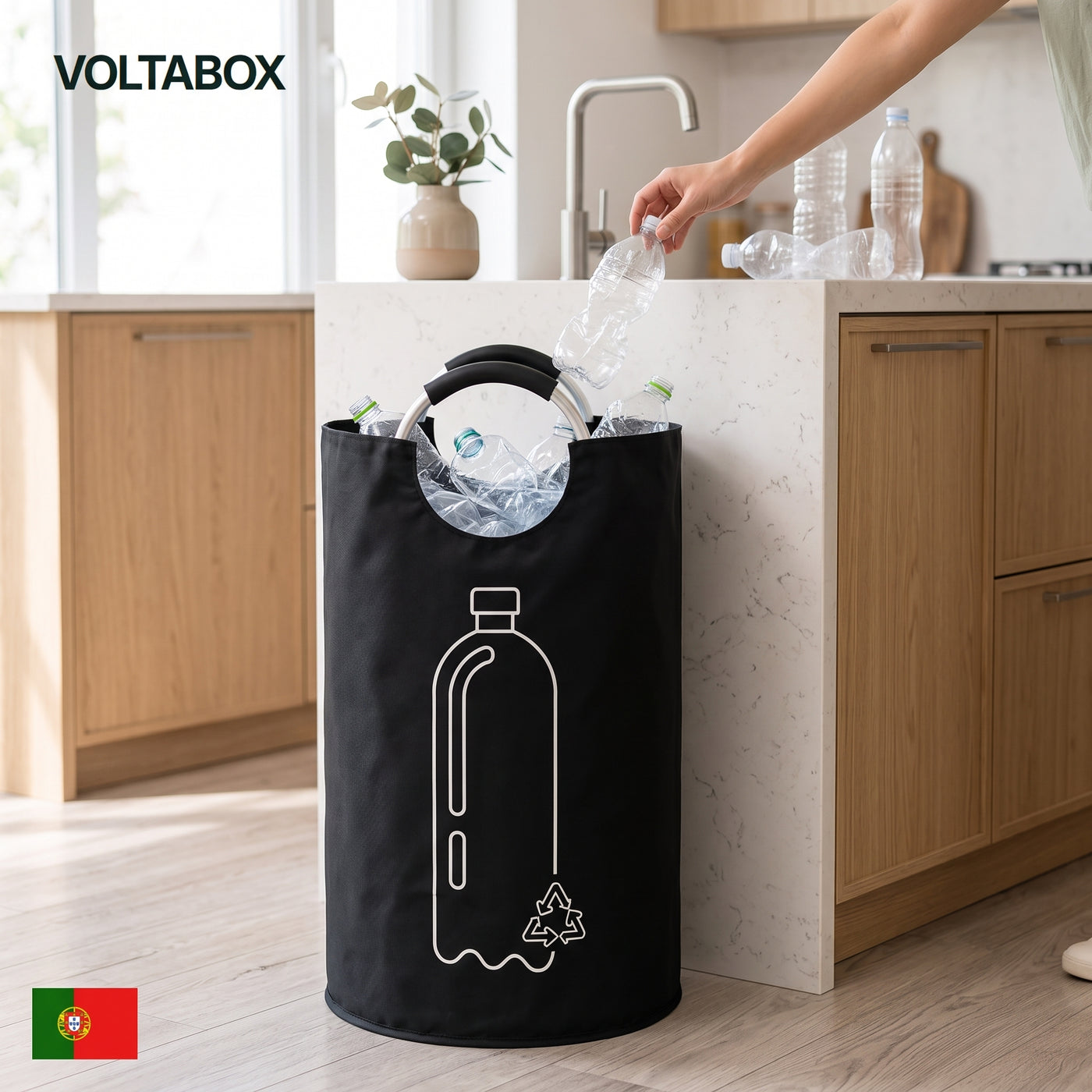 VOLTABOX aberta para organizar garrafas e latas